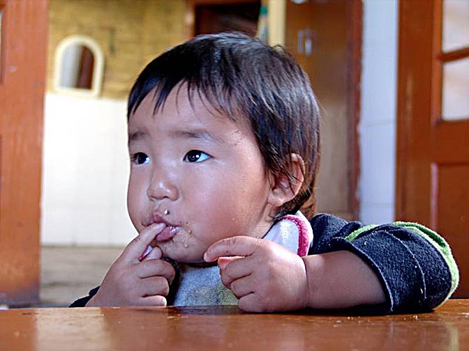 A Tibetan boy in the Tibetan Children Village in McLeod Ganj, Dharamsala, India 2004