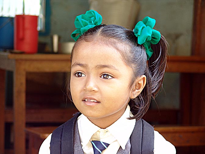 A Nepali girl on the way from Katmandu to Jiri, Nepal 2004