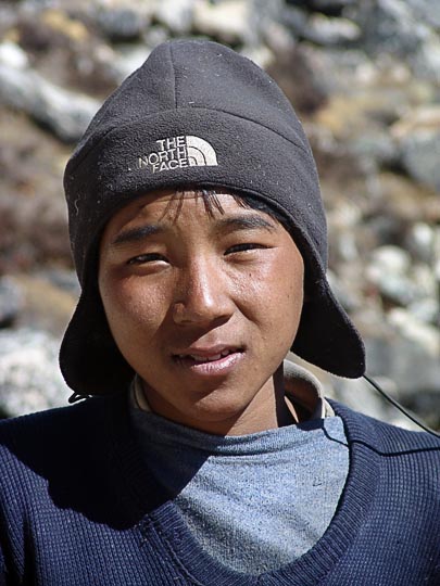 A Nepali boy on the way from Dzongla to Gorak Shep, along the Khumbu Trail to the Everest, Nepal 2004