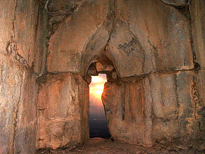 The al-Subayba (Nimrod) Fortress at sunset, the Golan Heights, Israel 2006