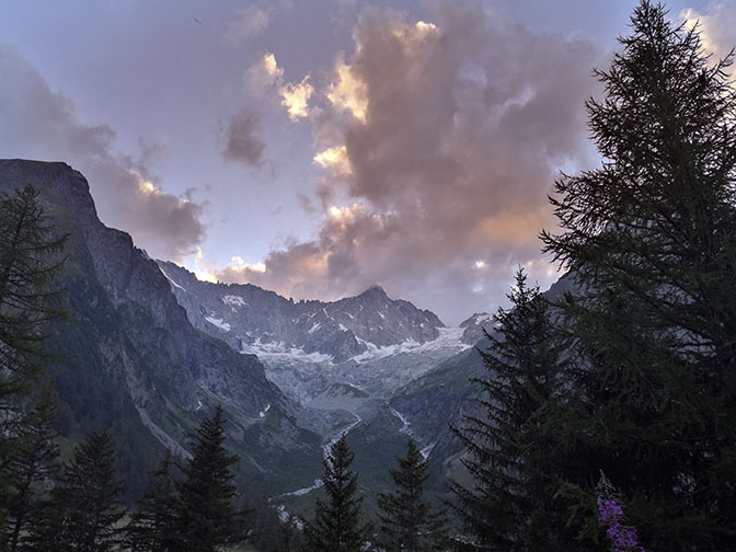 Sunset view from Auberge Maya Joie, Val Ferret La Fouly, Switzerland, 2018