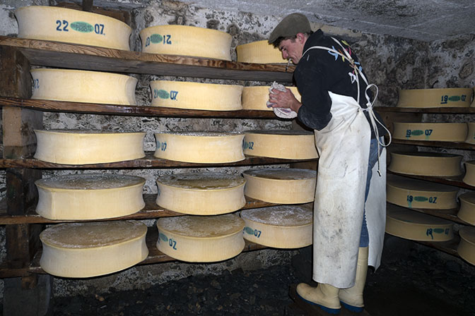 Beaufort cheese factory at La Ville des Glaciers, Les Chapieux, Bourg Saint Maurice, France 2018