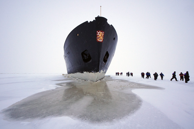 The Icebreaker Sampo in the Gulf of Bothnia, the Baltic Sea, Finland 2012