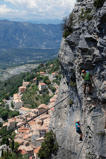 Yoel leads up Via Ferrata in the cliffs of Peille, France 2011 (photographed by Kobi Ben Hamo)