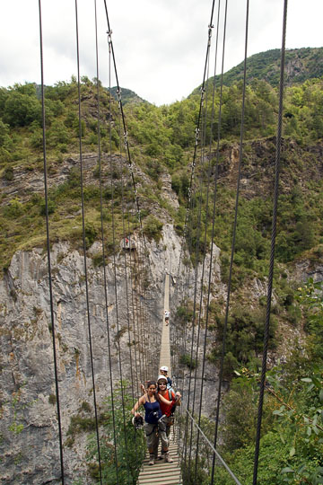 Crossing Lantosque Canyon on a Jungle Bridge, France 2011