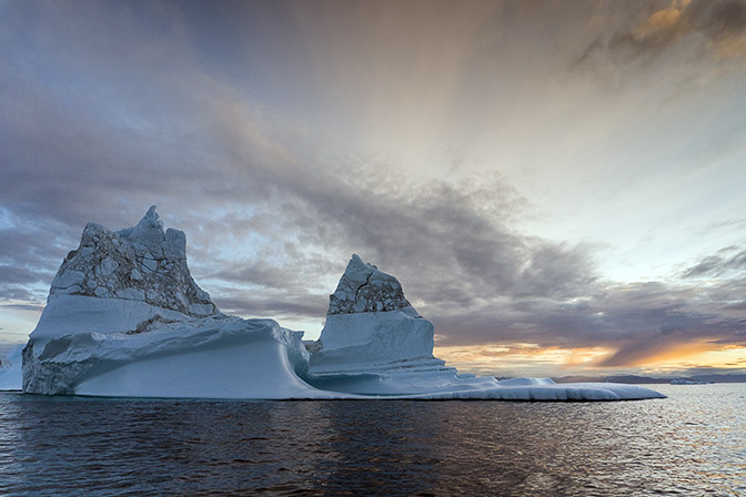 Clouds and icebergs at sunset, 2017