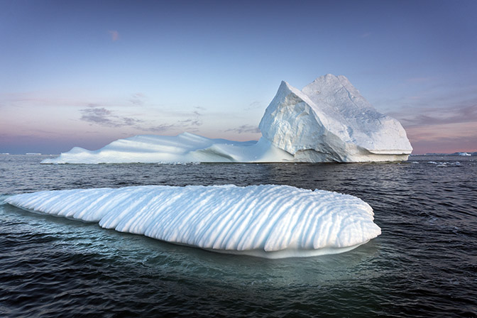 Icebergs afloat in the Light of Dawn, 2017