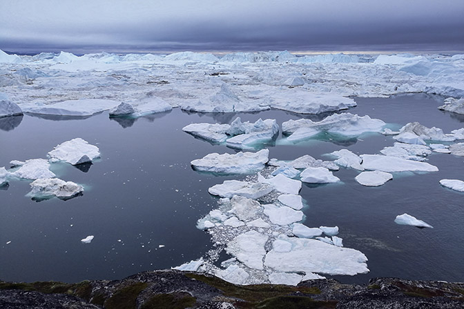 Icebergs floating in Ilulissat's Icefjord, 2017