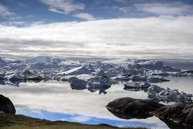 Blocks of ice, water and sky in Ilulissat's Icefjord, 2017