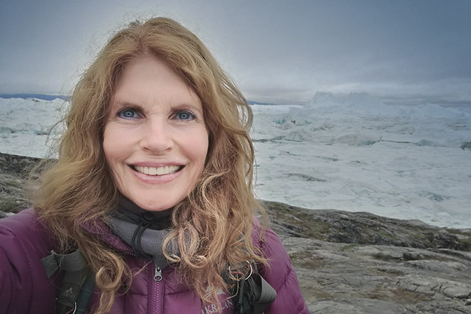 selfie from my smartphone against the background of Ilulissat's Icefjord, 2017