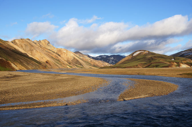 Multicolored rhyolite mountains during sunset, Landmannalaugar 2012