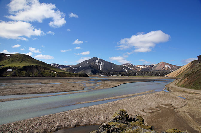 Leaving Landmannalaugar in the morning towards north, 2012