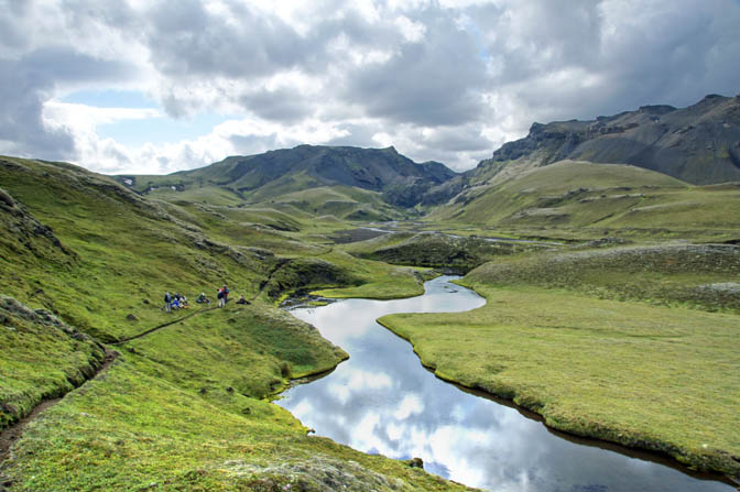 Eldgja river flows in moss covers landscape, 2012