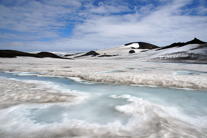 קרח נמס בין הקרחונים מירדלס ואיאפיאלה, 2012