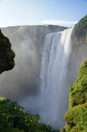 Looking from above at Skogafoss waterfall, 2012