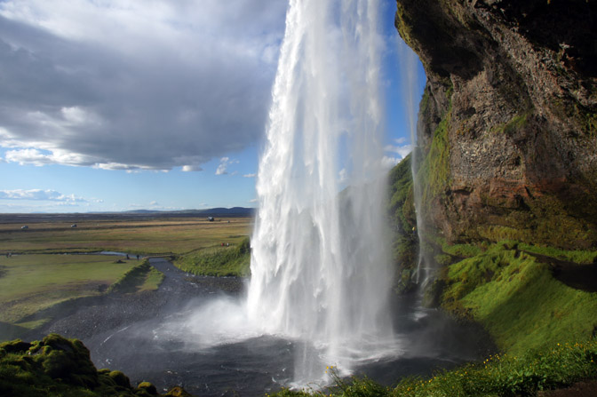 A look from behind Seljalandsfoss waterfall, 2012