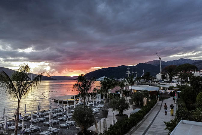 Sunset from the balcony of Palma Hotel, Tivat 2019