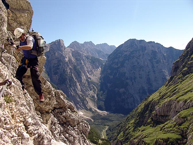 Haggai is climbing 'Via Ferrata' the erect cliffs of the Triglav, 2007