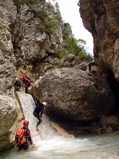 Excited canyoning through the Mlinarica fiercest floodwater, 2007