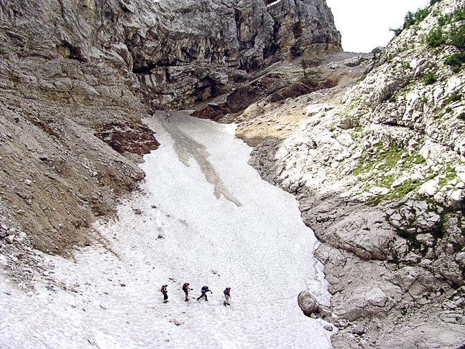 Crossing a glacier in the karstic Julian Alps, Triglav 2007