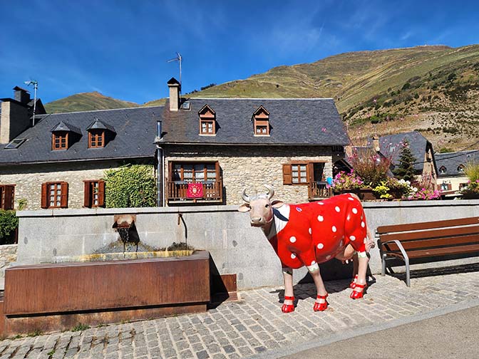 A decorated cow statue in Benasque Valley, Aragon 2023
