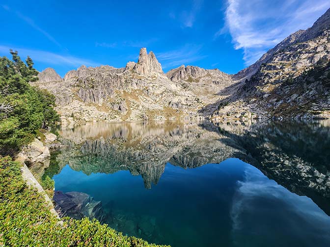 A reflection in a clear lake in Aiguas Tortas National Park, Catalonia 2023