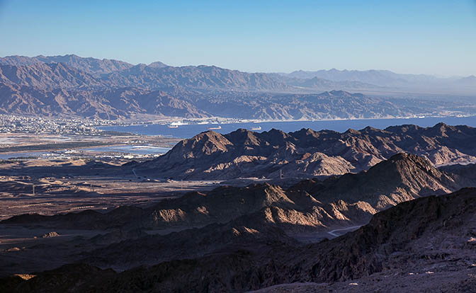 Eilat and Aqaba from the summit of Shehoret Mountain, 2011