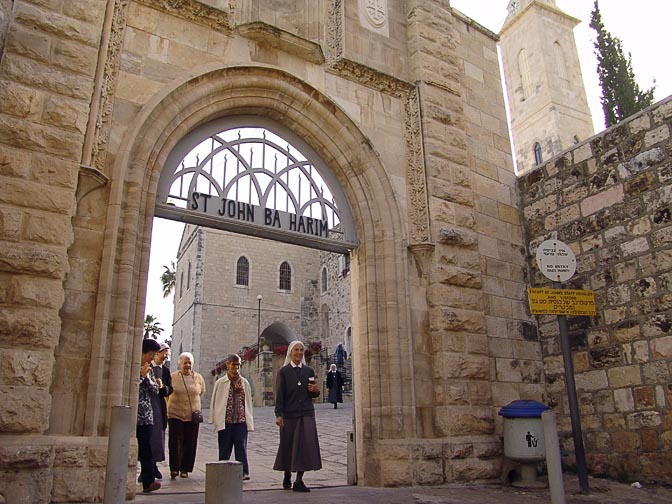 Worshipers exit The Church of St. John the Baptist, Catholic-Franciscan Order, after the morning Mass, 2008