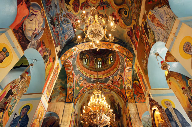 The wall paintings inside the Greek Orthodox Church in Bethpage, Mount of Olives 2012