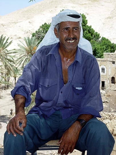 Suliman in Kelt Spring in Prat Creek (Wadi Kelt), the northern borderline of the Judean Desert, 2003