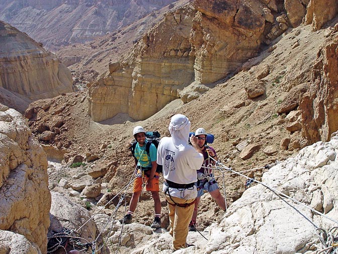 Rappelling (abseiling) in the Hardoof Creek, 2003