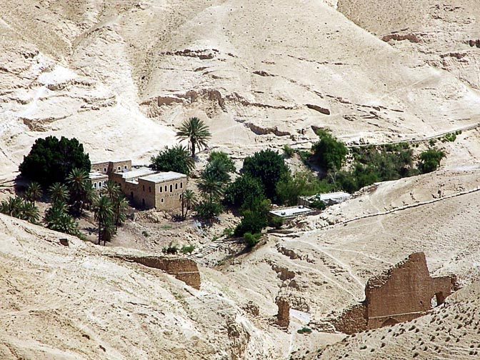 Kelt Spring oasis in the Prat Creek (Wadi Kelt), the northern borderline of the Judean Desert, 2003