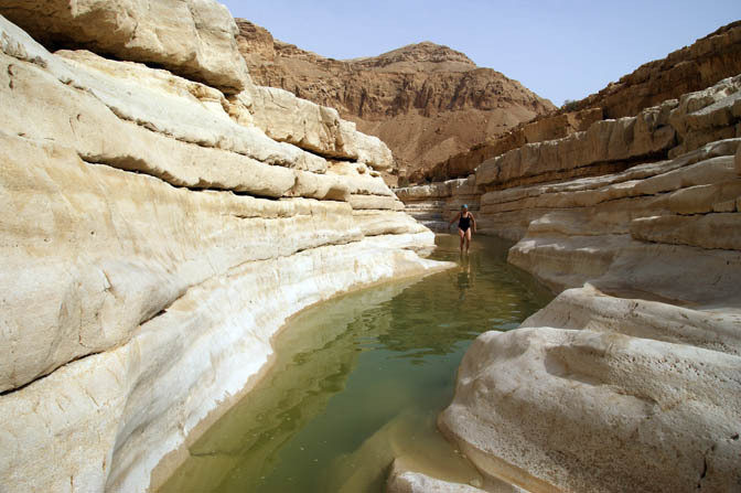 Ronit of Shapirit group dares the water in Chemar Creek, 2010