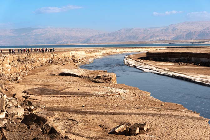 The estuary of the Araba Stream flowing into the Dead Sea, 2021