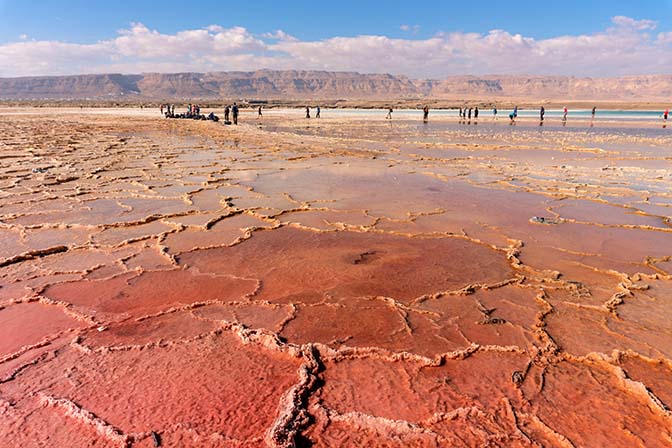 Red Dunaliella algae at shallow salt ponds in Tze'elim Bay, 2021