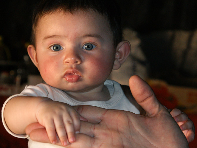 Saher, a Palestinian baby, inside his home-tent, Susya 2011