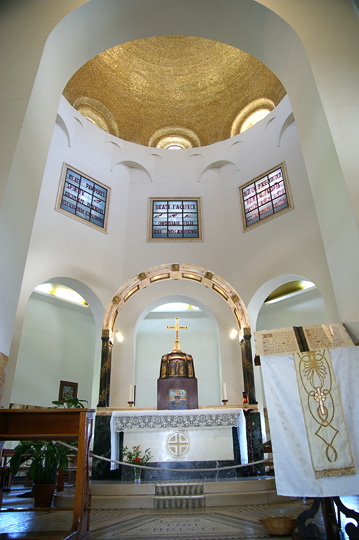 The altar inside the Roman Catholic Church of the Beatitudes (Mount Eremos), The Gospel Trail, The Sea of Galilee 2011