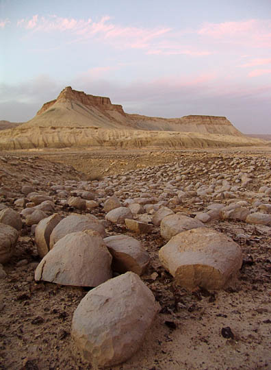 The stone bulbes field below Mount Tzin by twilight, 2007