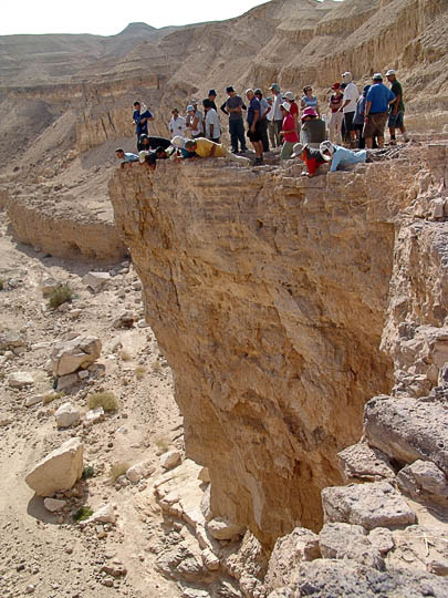 Members of Hug Elad admire the Hazera fall, 2006