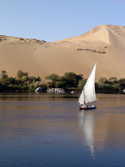 A Felucca (a traditional wooden sailing boat) on the Nile, Luxor 2006