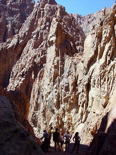 Sunrise on top of the highest waterfall in Wadi Abu Chsheb, East Sinai Peninsula 2003