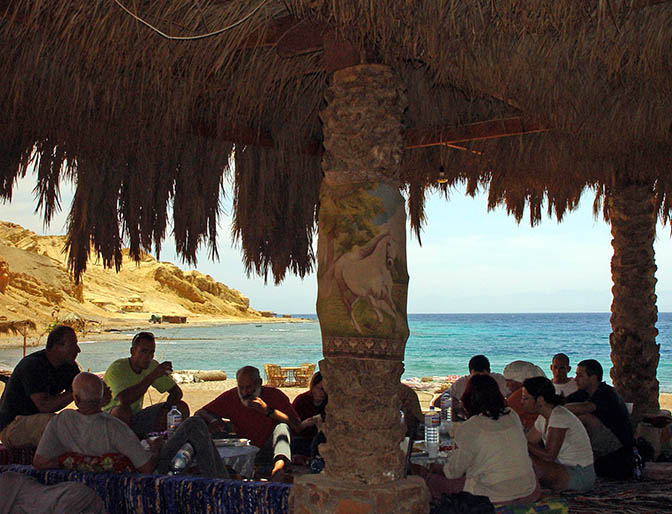 Brunch in Maagena on the northern tip of the Gulf of Aqaba, 2003