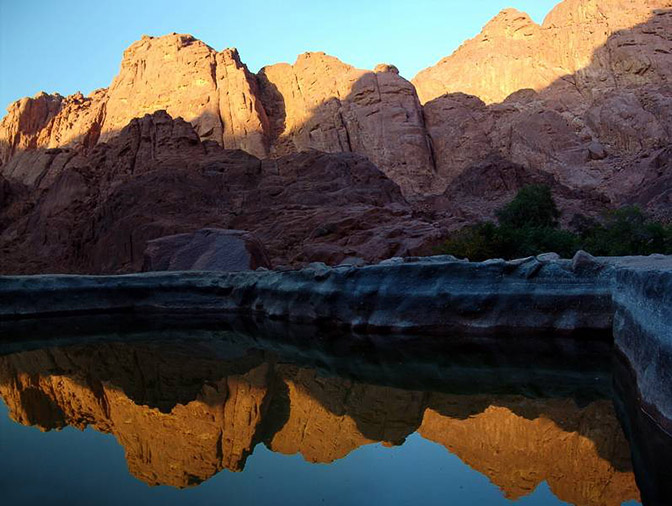 Sunset reflected in a water pool in Wadi Tinya, 2005