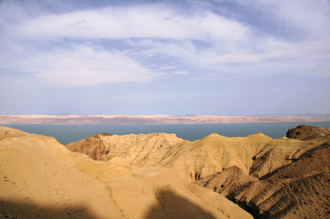 The Dead Sea rift at sunrise, before descending to Wadi Zarqa Main, 2012
