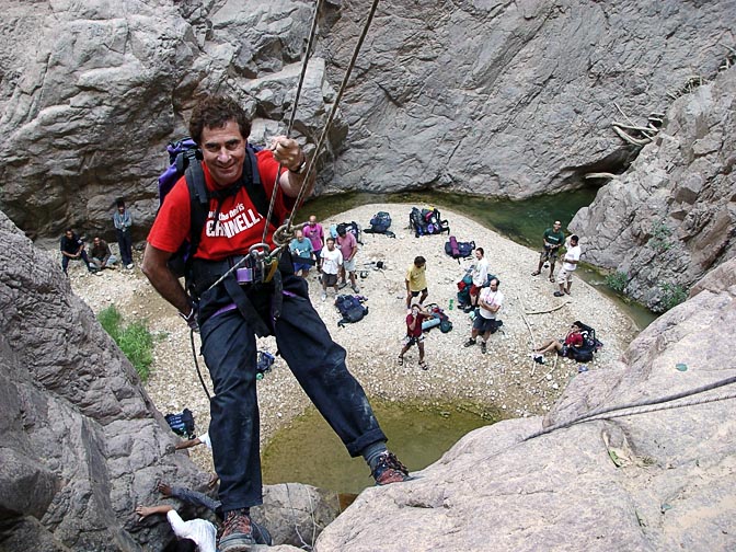 Ohad rappels (abseils) in Wadi Feid, 2003