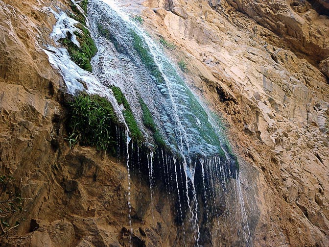 A waterfall on moss in Wadi Feid, 2003