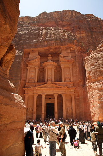 Al Khazneh (The Treasury) hewn into the pink rose sandstone cliff, 2009