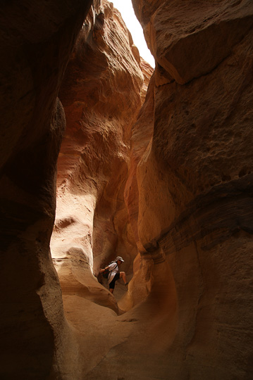 Leah is climbing in Wadi Mudhlim, 2009