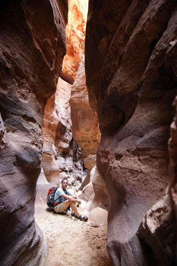 Aviv inside the obscure crevice of Wadi Rueiba, 2010