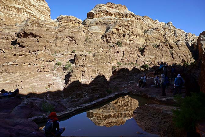 Reflection in a water storage pool in Wadi Salame, 2017